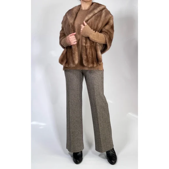 Roberts-Lories San Francisco Mink Stile Brown Fur Stole Cape OS - Picture 15 of 15
